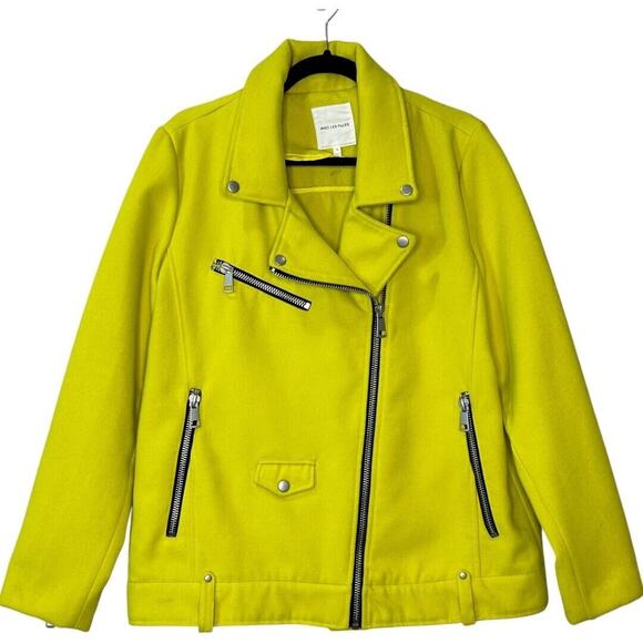 Avec Les Filles Long Sleeve Zip Double Face Biker Jacket Yellow Women's Large - Picture 6 of 12